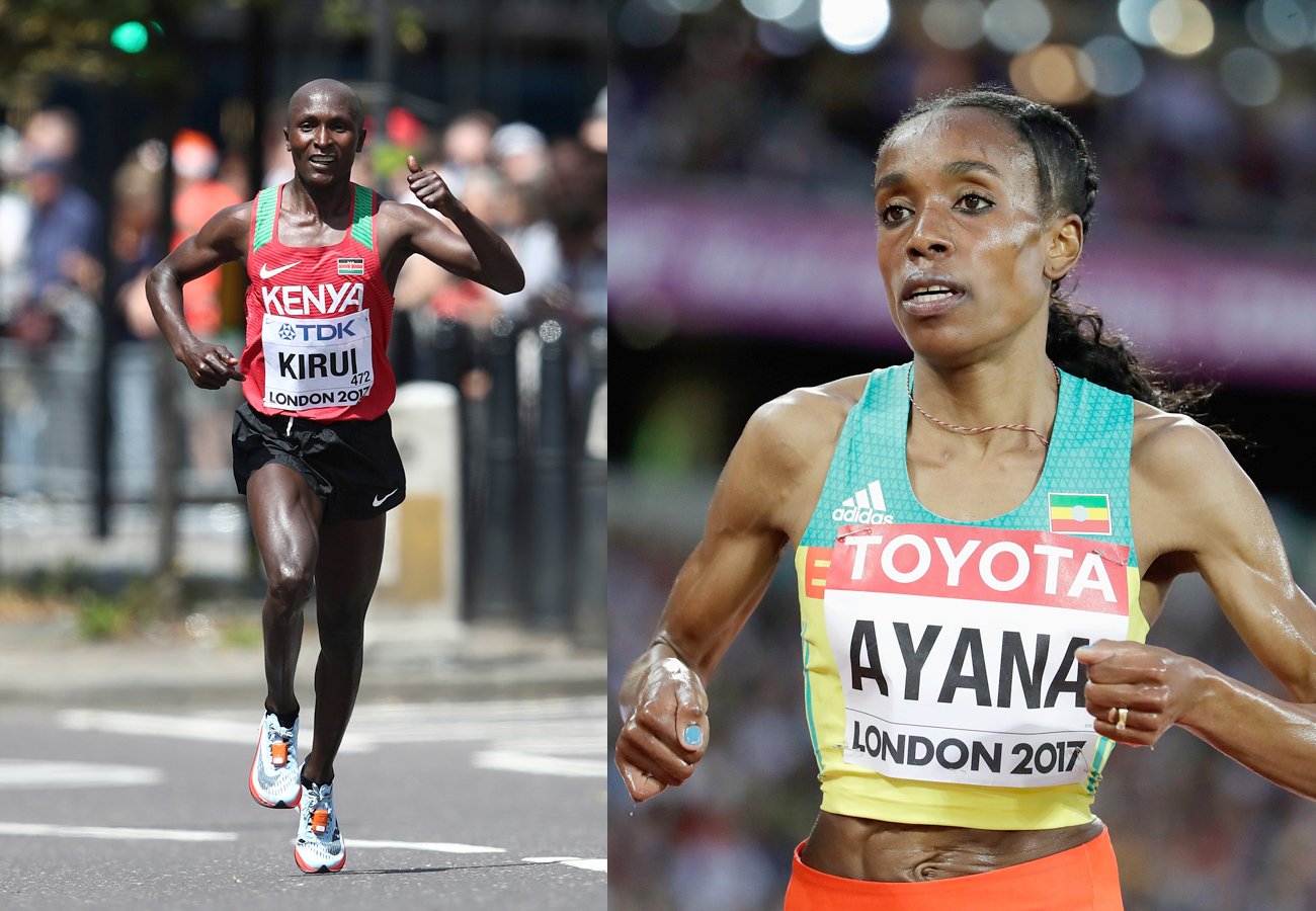 2017 world champions Geoffrey Kirui and Almaz Ayana / credit: © Getty Images for the IAAF