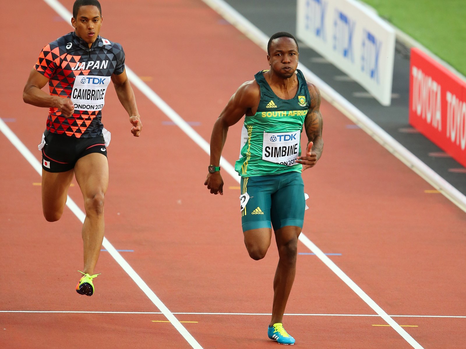 Akani Simbine in action for RSA at the IAAF World Championship in London in 2017. Photo Credit: Roger Sedres