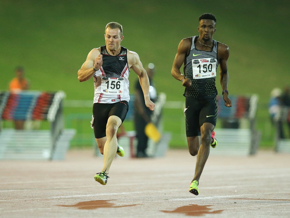 South African sprinter Anaso Jobodwana running the men’s 200m / Photo Credit: Roger Sedres