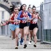 School Girls Team winners, High School Qualifying Allal E IFRANE from Morocco, bunched together on the last lap at the 2018 International School Sport Federation World School Championship (WSC) Cross Country in Paris on Wednesday 4 April / Photo: UNSS