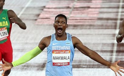 The gold medallist Isaac Makwala celebrates after the men's 400m final / Photo Credit: Getty