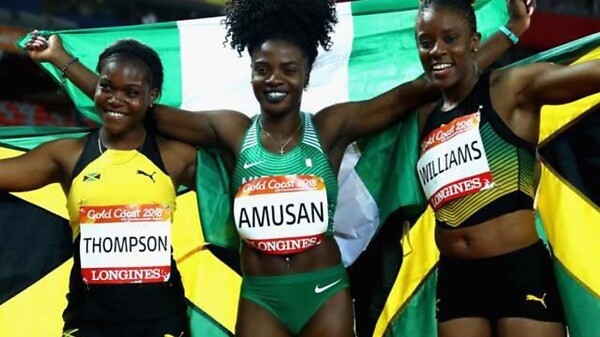 Oluwatobiloba Amusan (Nigeria) wins the CWG Women's 100m hurdles Gold in 12.68.