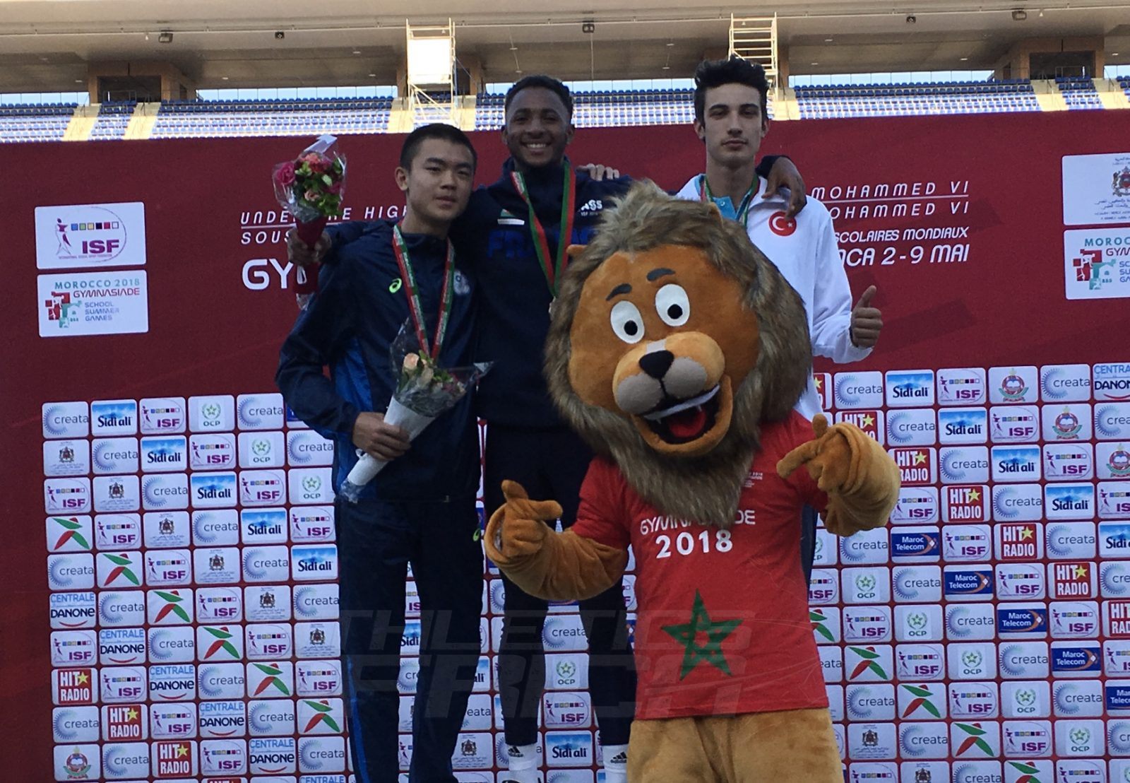Boys medal presentation at Gymnasiade 2018 in Marrakech / Photo Credit: Yomi Omogbeja