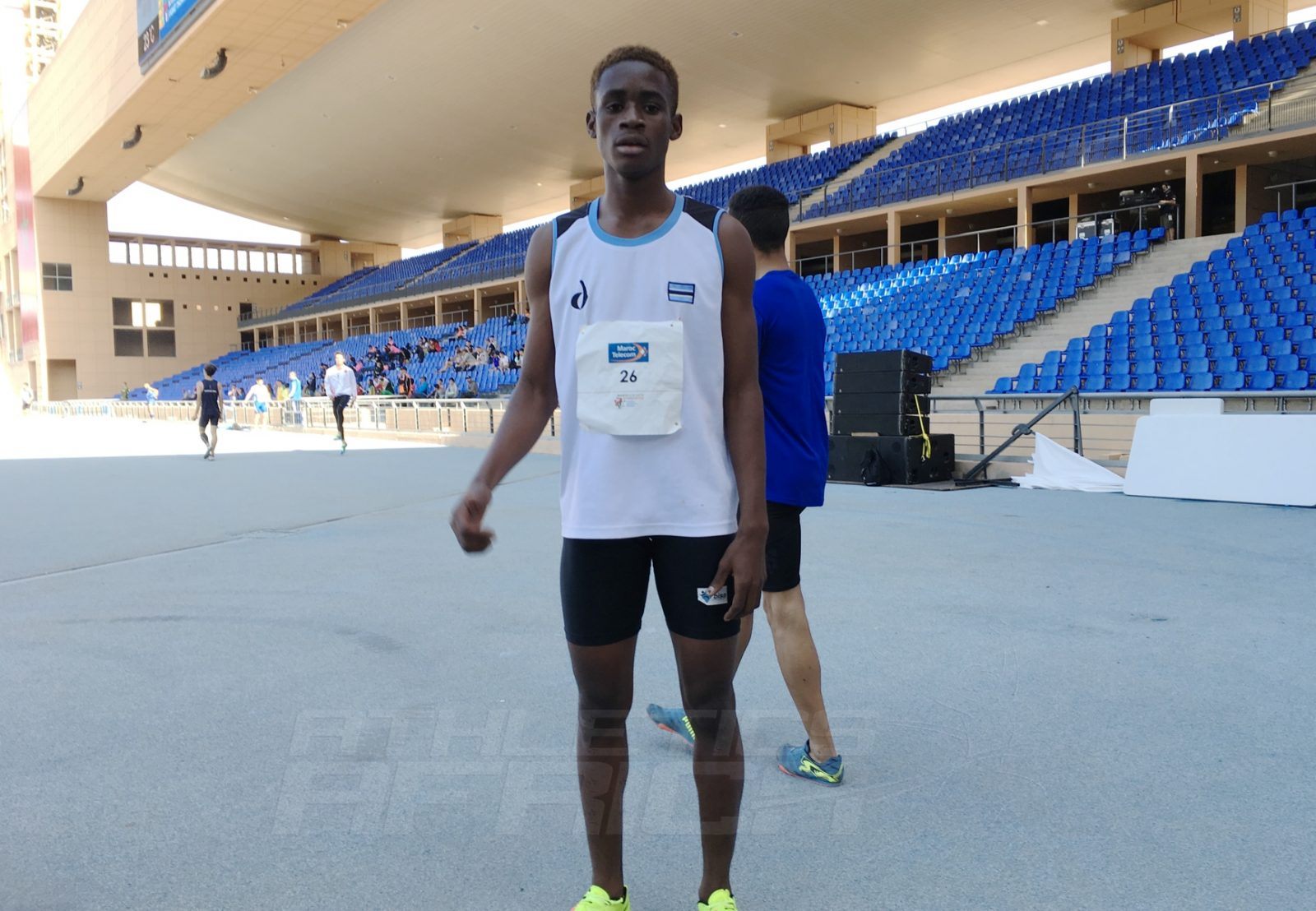 Bernard Olesite of Botswana after winning the boys 400m at the Gymnasiade 2018 in Marrakech / Photo Credit: Yomi Omogbeja
