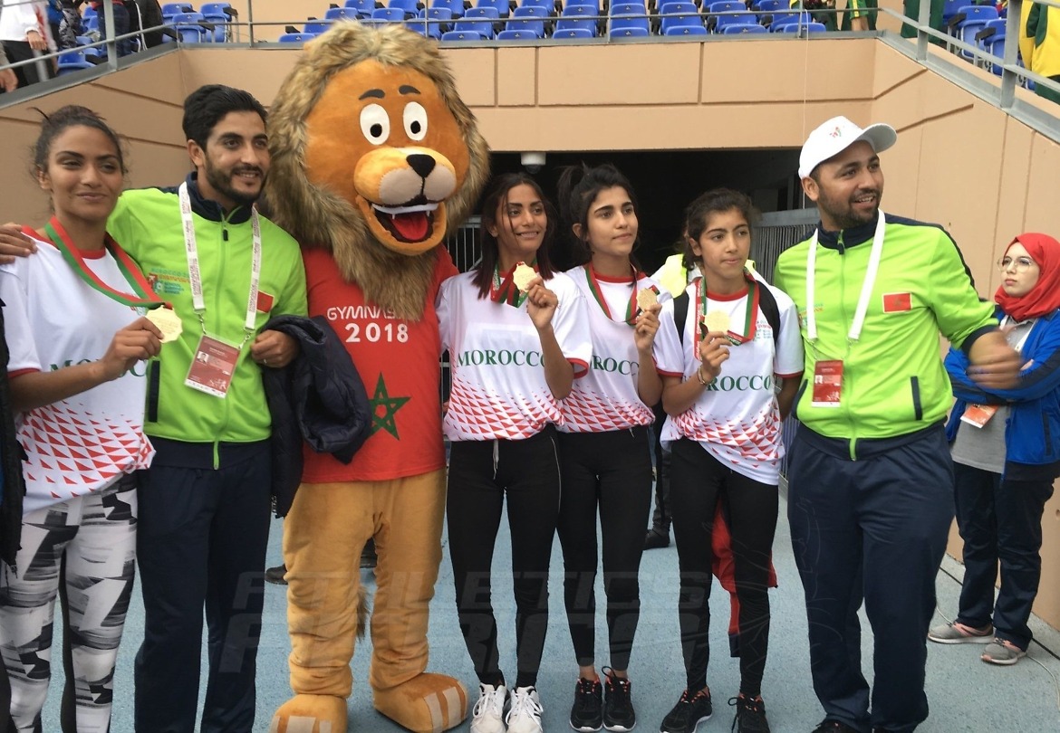 Morocco's Girls 4x400m relay team after winning gold at Gymnasiade 2018 / Photo Credit: Yomi Omogbeja