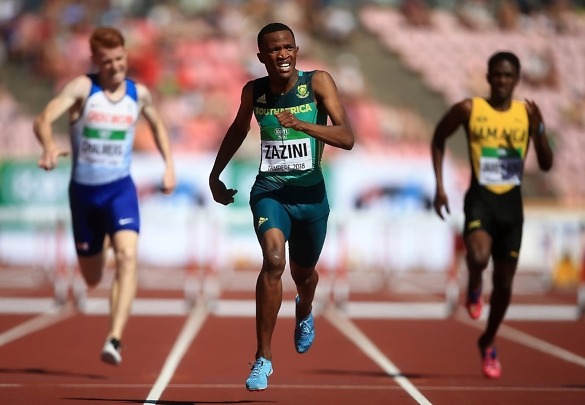 Sokwakhana Zazini of South Africa wins the 400m hurdles at the IAAF World U20 Championships Tampere 2018 / Photo Credit: Getty Images for IAAF