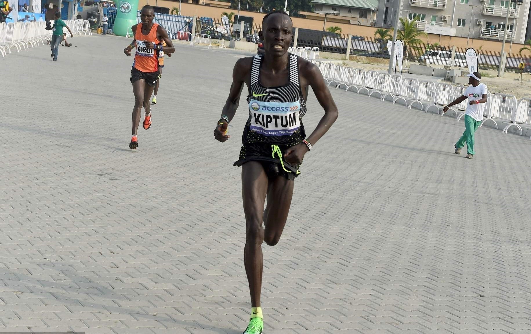 Kenyan Abraham Kiptum winning the Lagos International Marathon