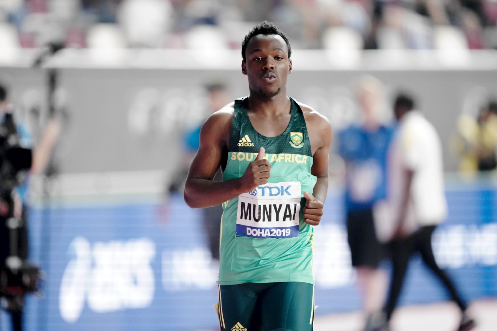 South Africa's Clarence Munyai during the men's 200m in Doha / Photo credit: Getty Images for IAAF