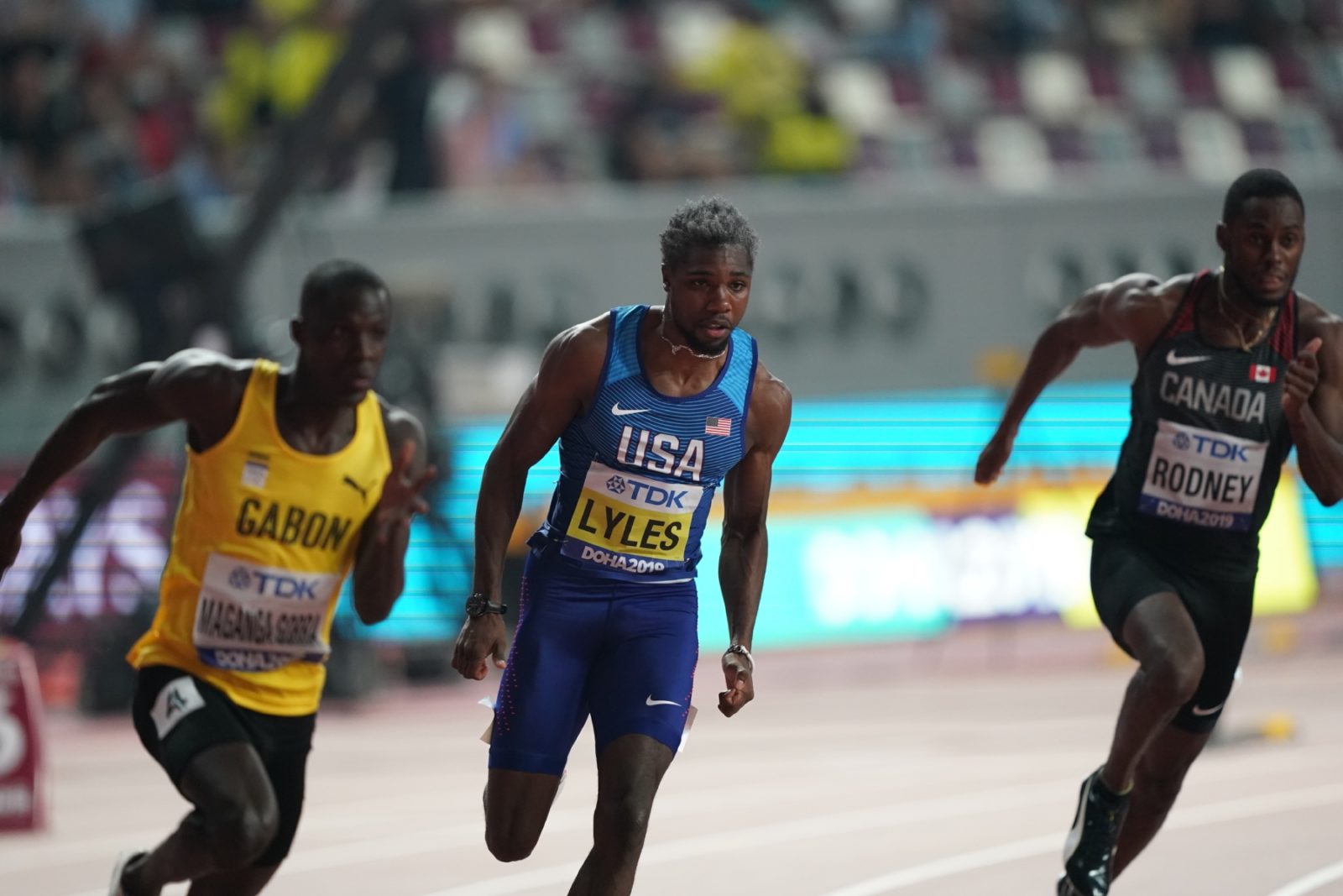 Gabon's Omar Maganga Gorra in men's 200m in Doha / Photo credit: Getty Images for IAAF