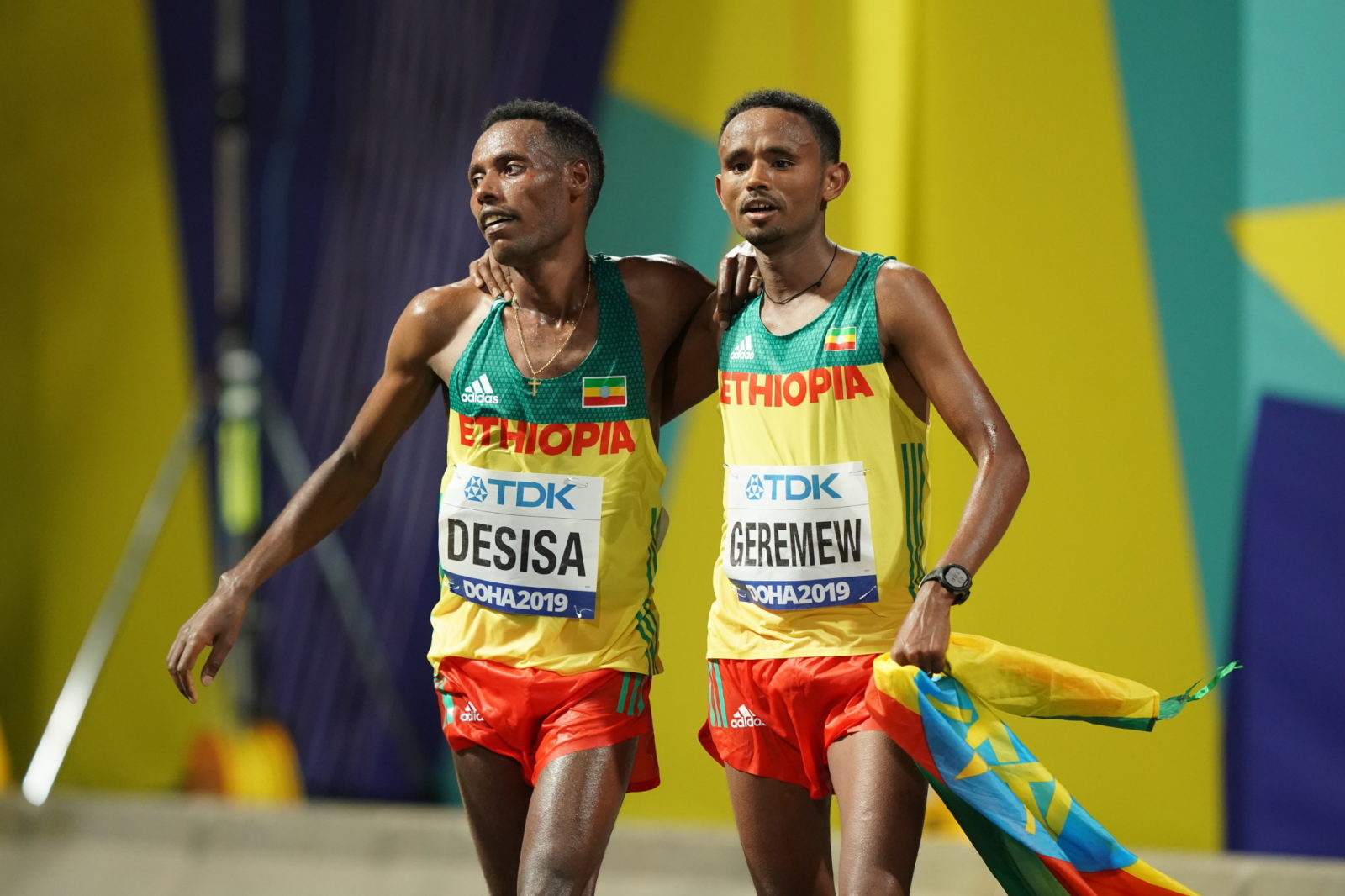 Lelisa Desisa and Mosinet Geremew 1-2 wins men’s Marathon in Doha 2019