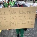 Nigerian athletes protests in Tokyo