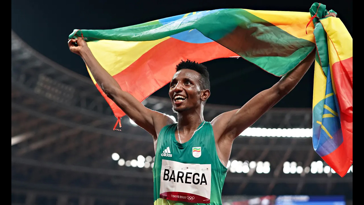 Selemon Barega of Ethiopia wins gold in the men’s 10,000m final
