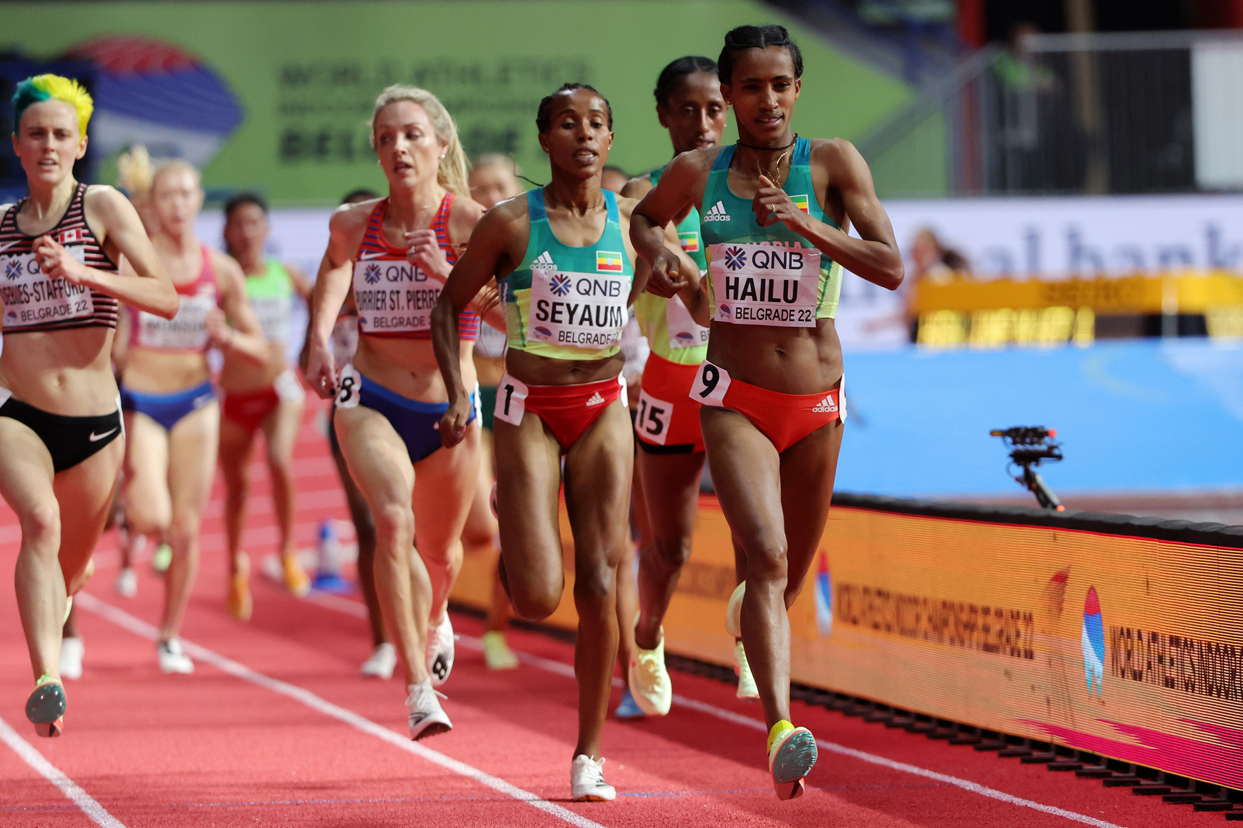 Ethiopian Lemlem Hailu leads the race in Belgrade 22 / Credit: Getty Images for World Athletics