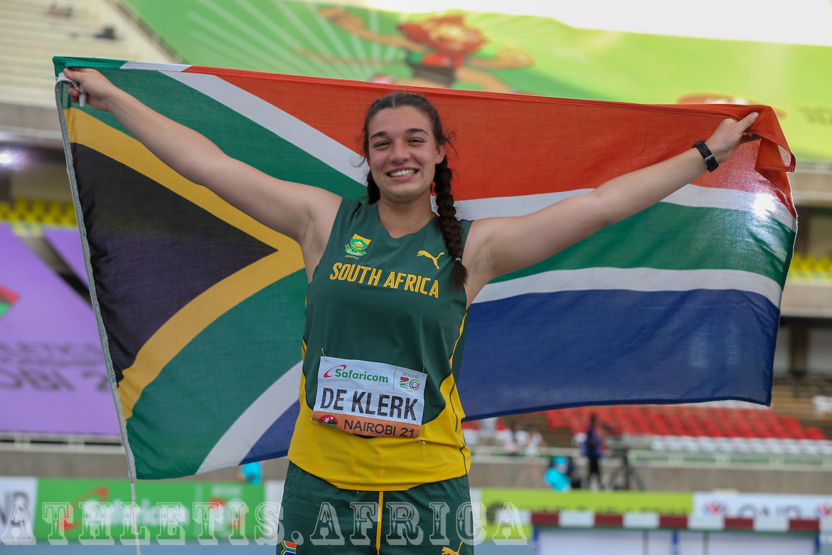 Mine de Klerk won a silver medal for in the women's shot put at the World Athletics U20 Athletics Championships on Day 4 at the Kasarani International Stadium on August 21 / Photo Credit: Dan Vernon for World Athletics