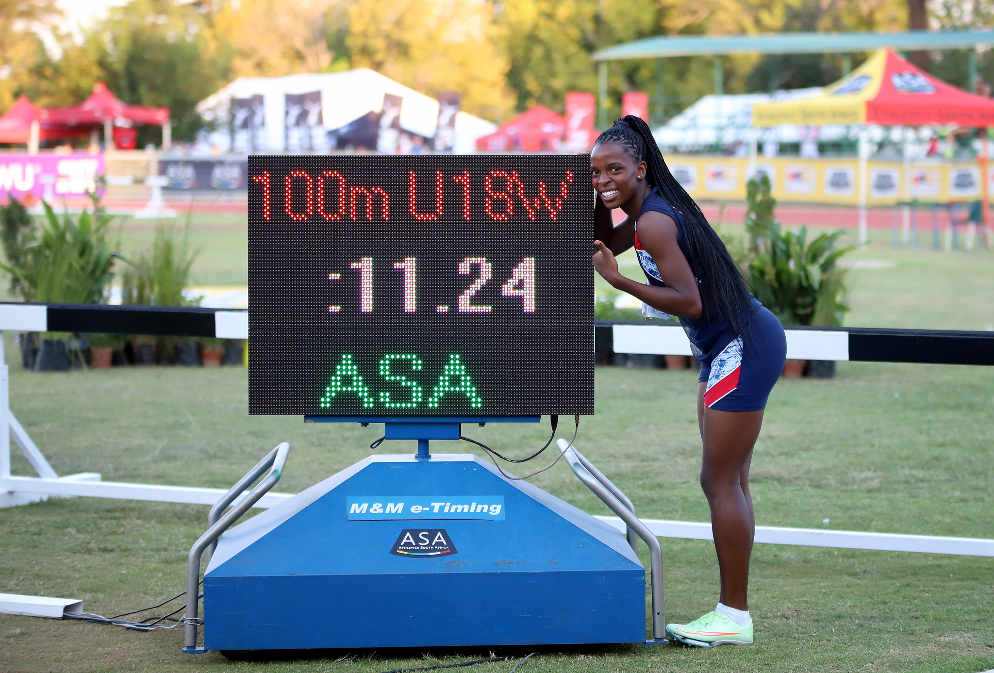 Viwe Jingqi broke the 100m women’s U18 national record three times in one day at the opening of ASA U16 (Sub-Youth), U18 (Youth) and U20 (Junior) T&F National Championships / Photo credit: Cecilia van Bers