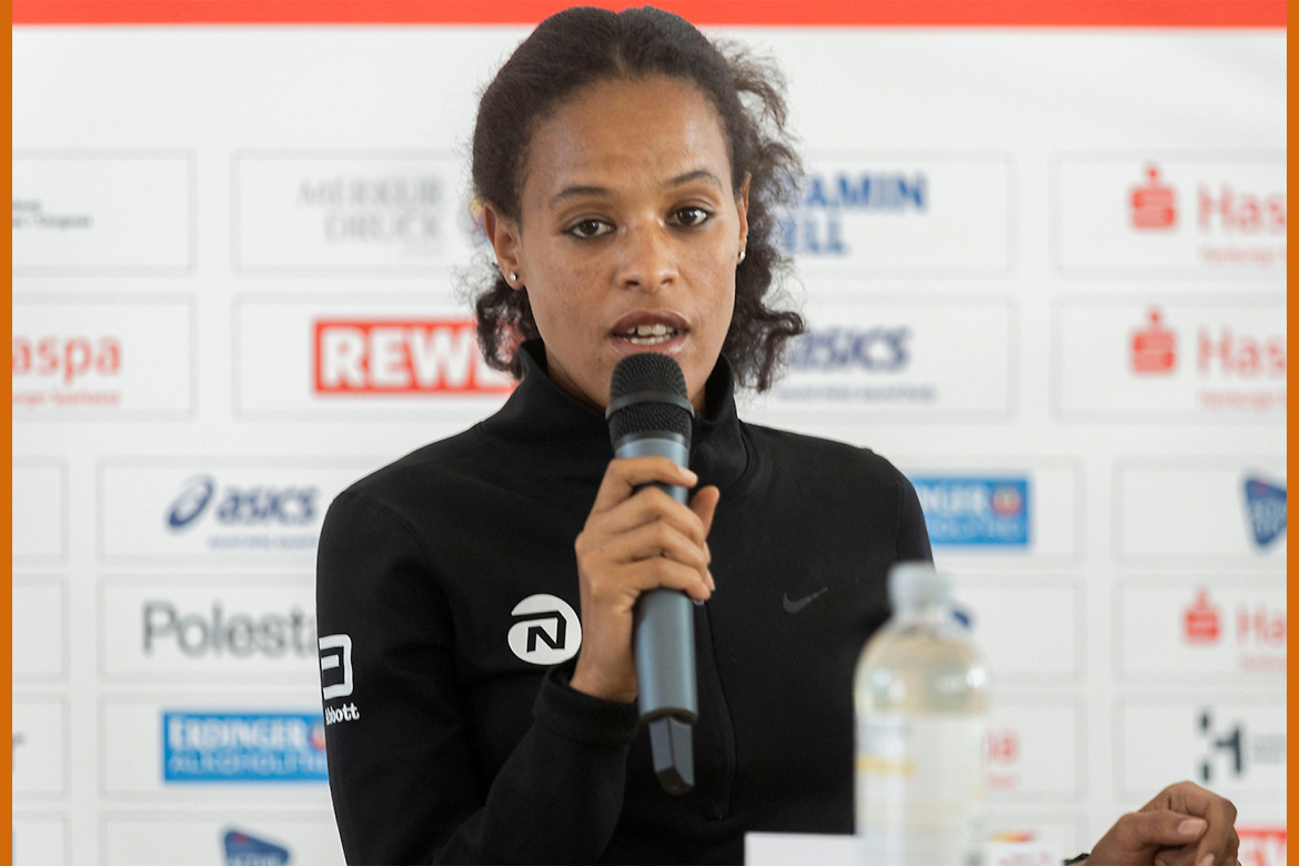 Yalemzerf Yehualaw in Hamburg / Photo credit: Haspa Marathon Hamburg / Hoch Zwei