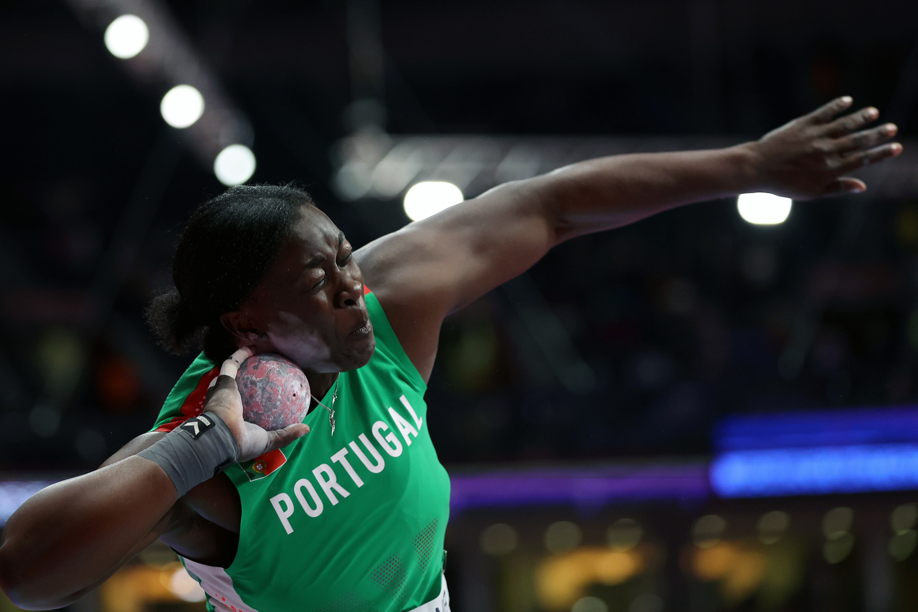 Auriol Dongmo, originally from Cameroon but now competing for Portugal, wins women’s Shot Put / Credit: Getty Images for World Athletics