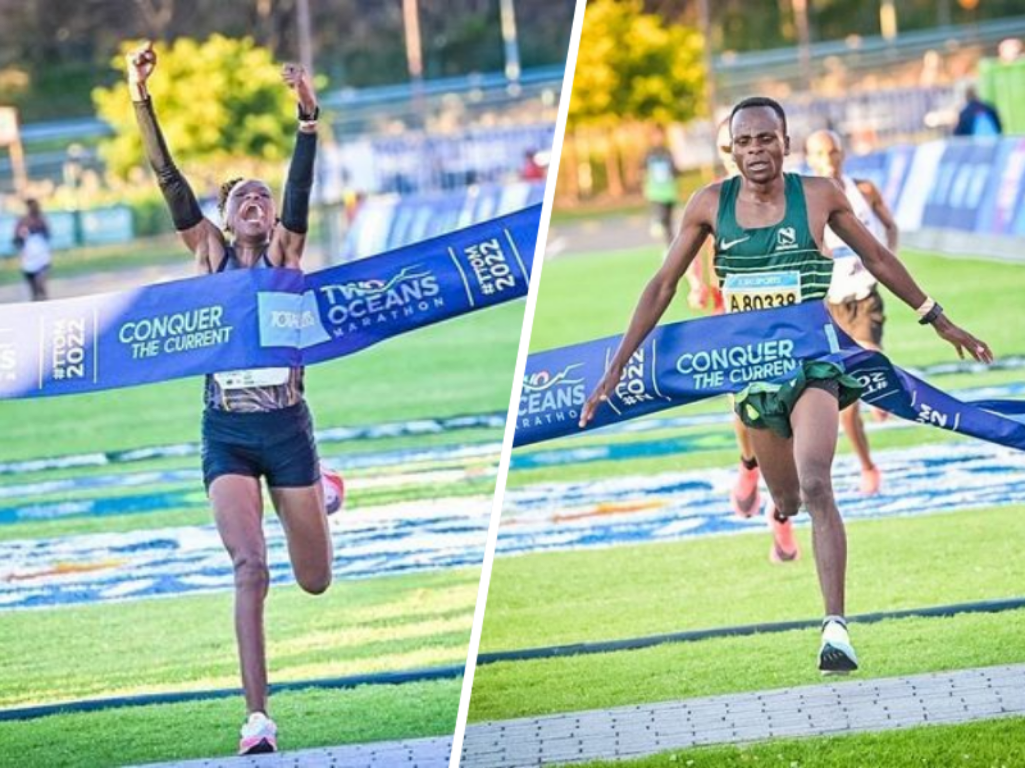 Zimbabwe's Moses Tarakinyu and Fortunate Chidzivo at the 2022 TotalSports Two Oceans Half Marathon in CapeTown, South Africa on Saturday  16 April / Credit: Totalsports Two Oceans Marathon