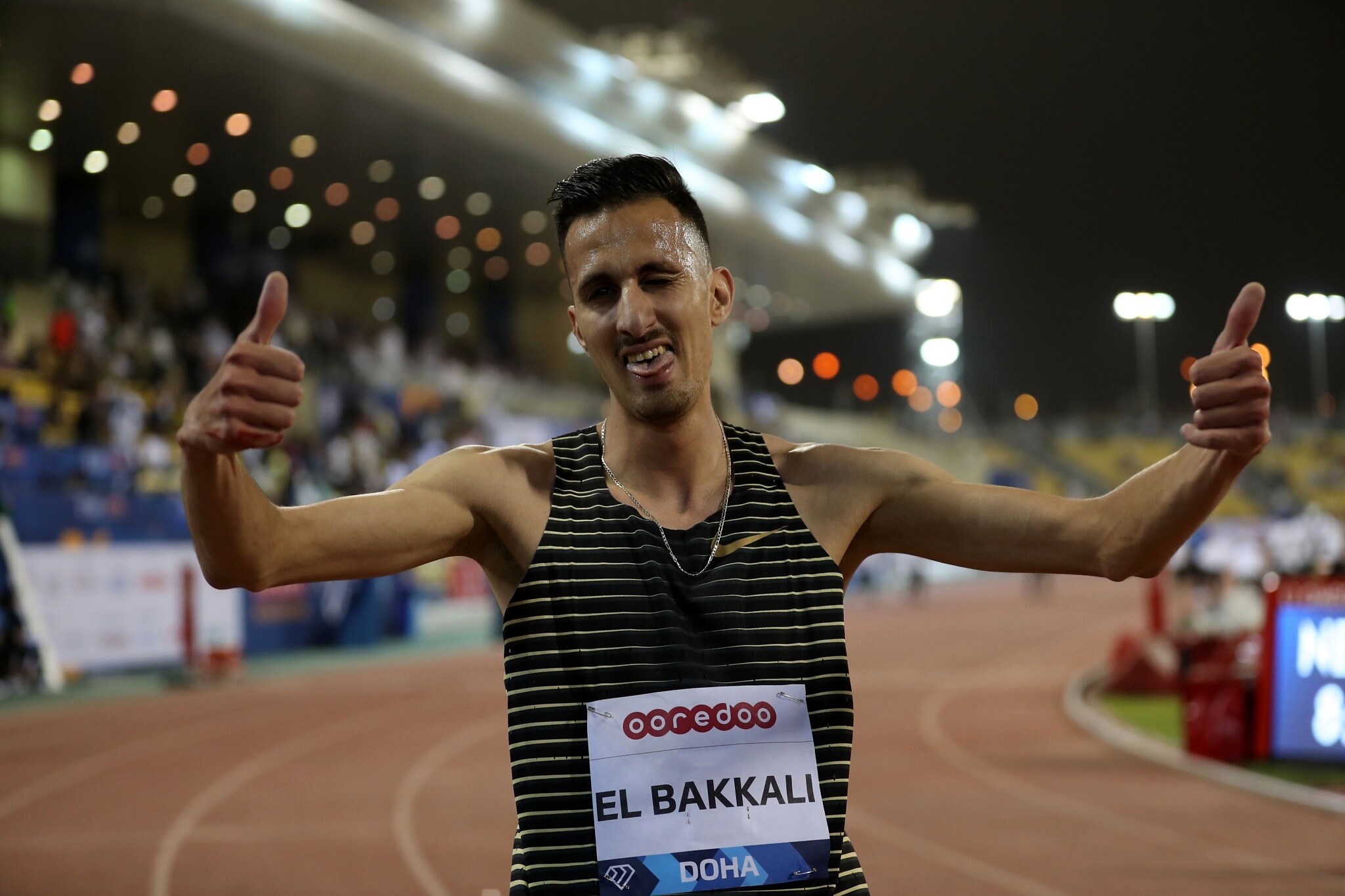 Olympic steeplechase champion Soufiane El Bakkali after the win in Doha / Photo credit: Diamond League AG
