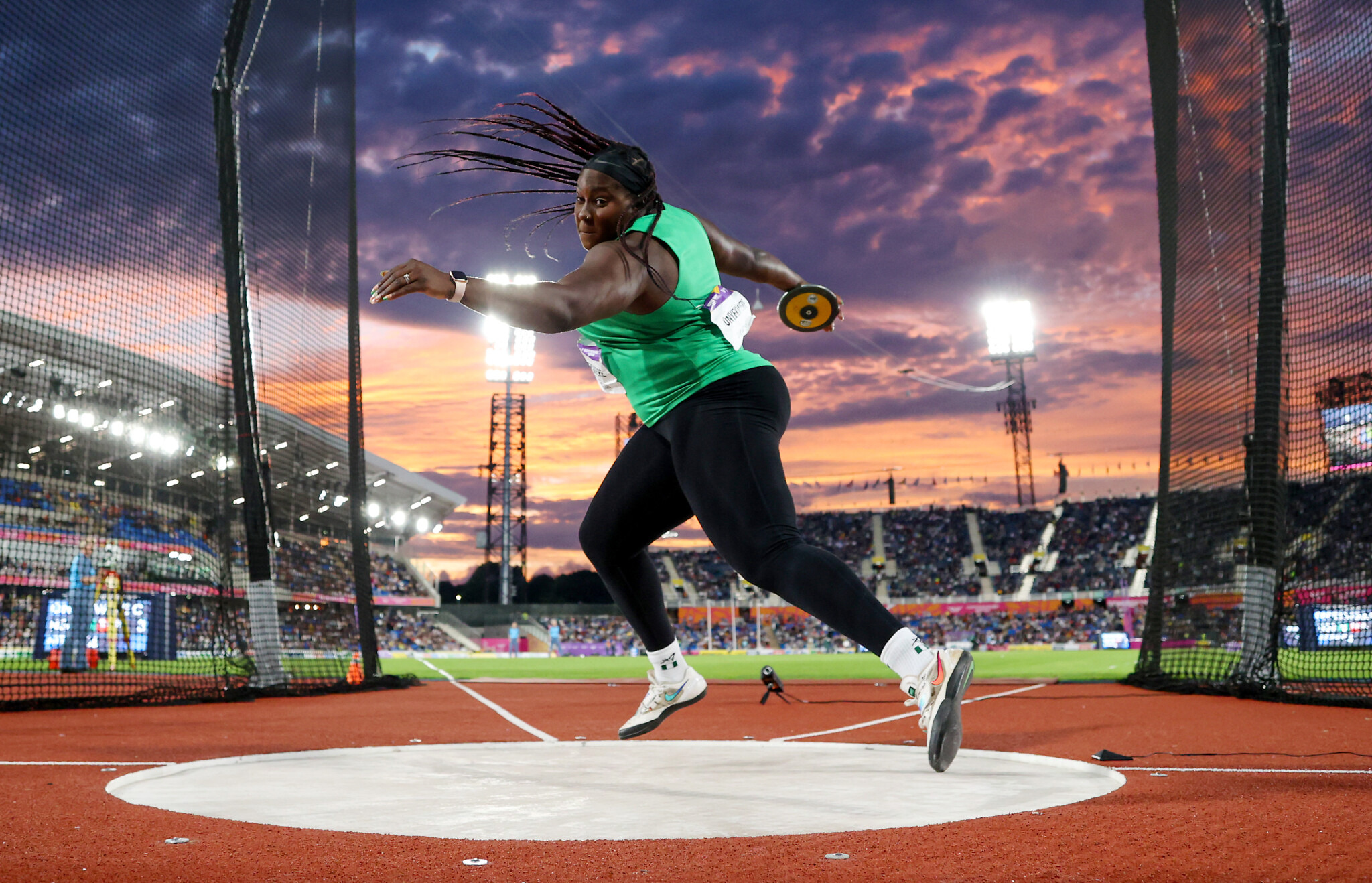 Chioma Onyekwere of Team Nigeria competes during the Women's Discus Throw Final on day five of the Birmingham 2022 Commonwealth Games