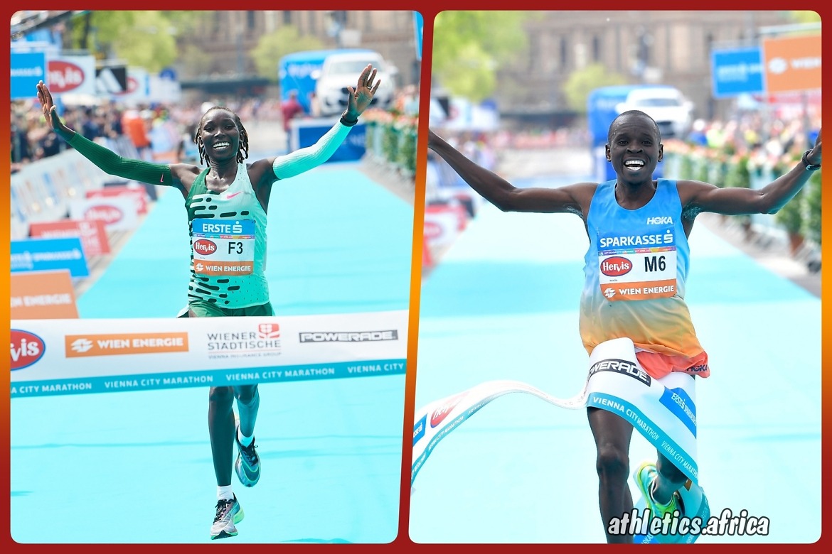 Samwel Mailu and Magdalyne Masai winning at the VCM 2023 / Photo credit: VCM / Leo Hagen