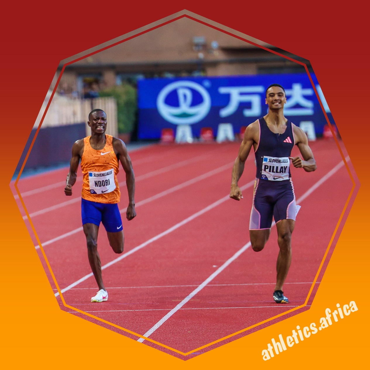 South Africa’s Lythe Pillay (44.58) beats Botswana's Ndori to third place in men's 400m at the Wanda Diamond League in Monaco on 12 July 2024 / Photo: Chiara Montesano for Diamond League AG