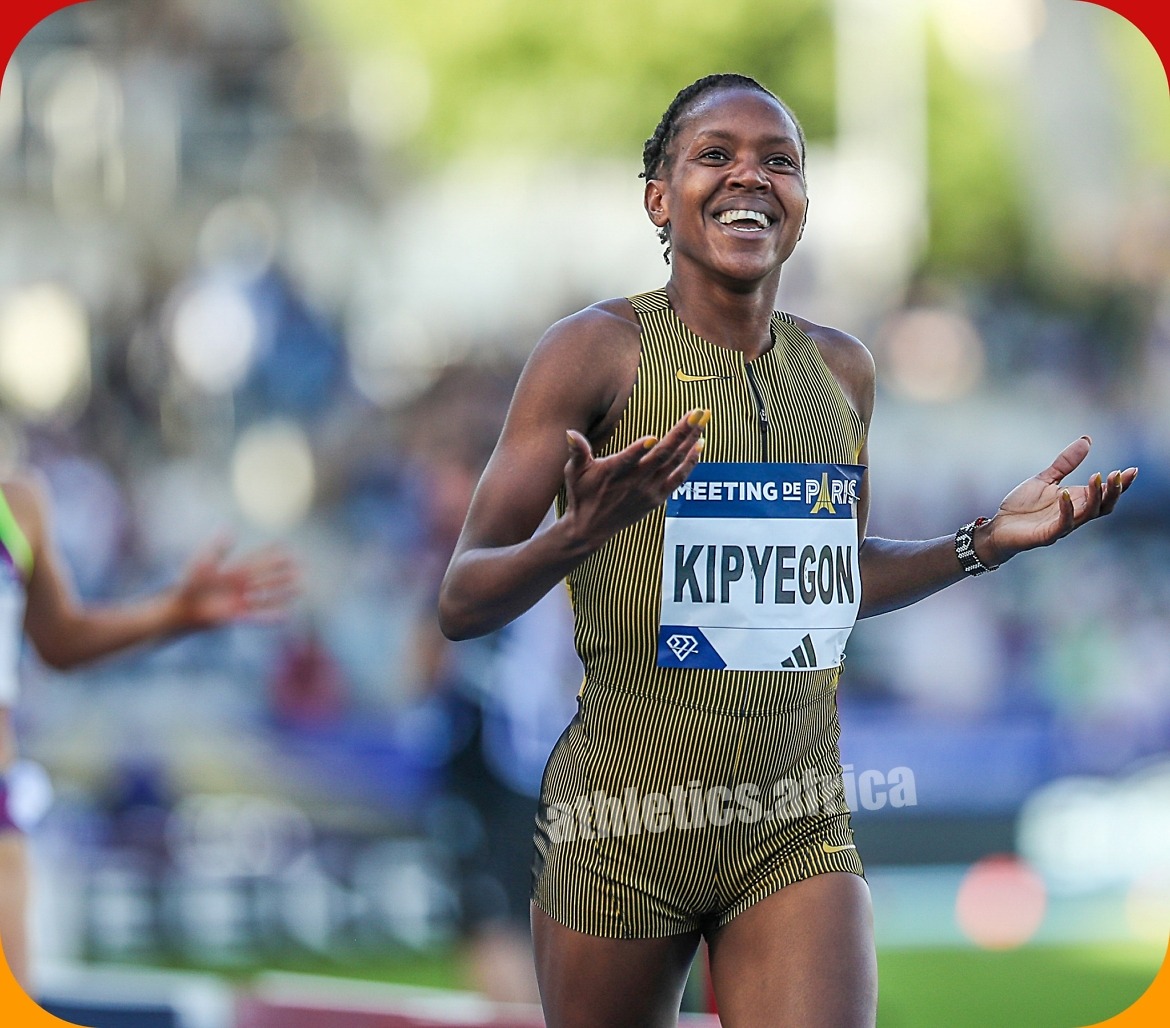 Faith KIPYEGON (KEN) beats Jessica HULL (AUS) with a World Record of 3:49.04 to win the 1500m at the Wanda Diamond League meeting in Paris on July 7 / Photo: Diamond League AG