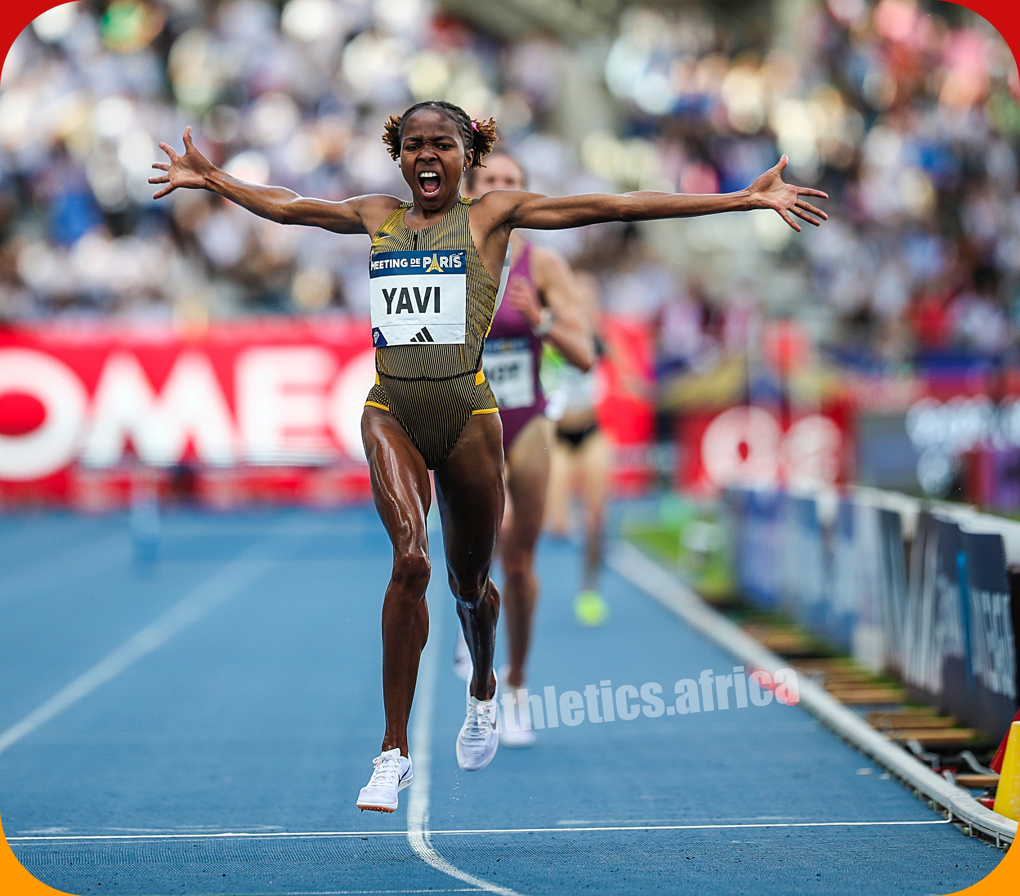 Winfred Mutile YAVI (BRN) beats Alice FINOT (FRA) with a time of 9:03.68 to win the 3000mSC at the Wanda Diamond League meeting in Paris on July 7 / Photo: Diamond League AG