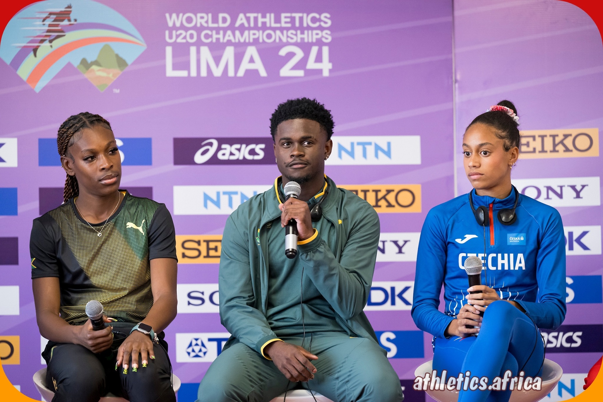 Bradley Nkoana of South Africa and other athletes at the 2024 World Athletics U20 Championships in Lima / Photo credit: Enzo Santos Barreiro for WA