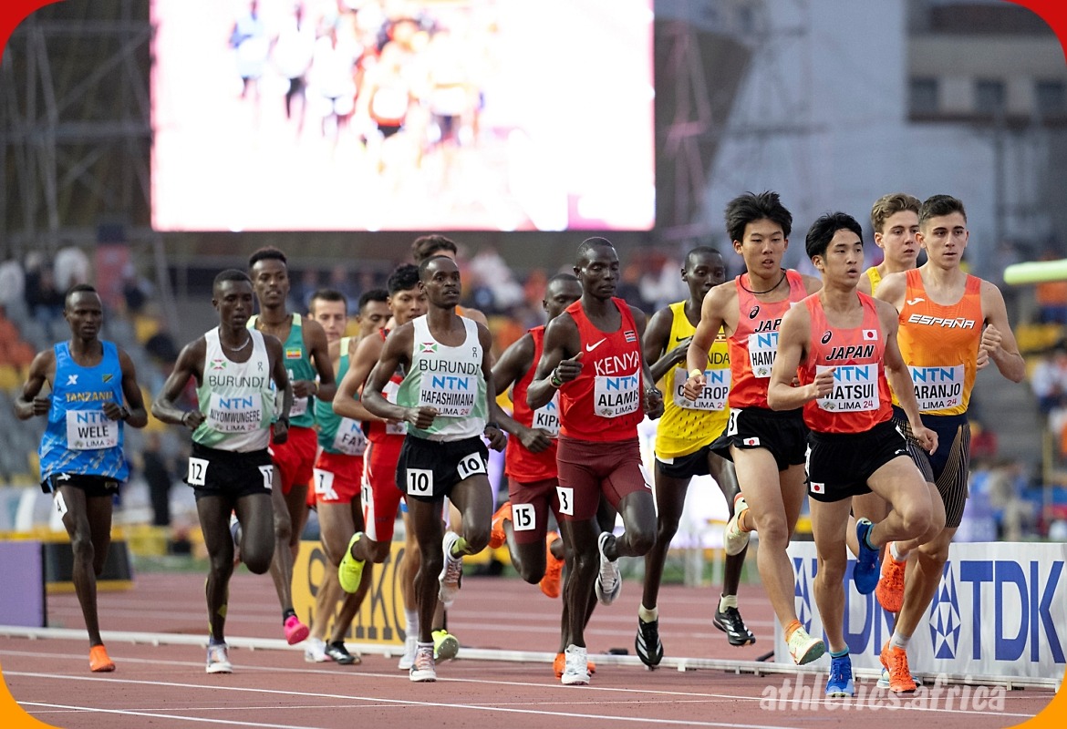 The 5000 Metres men's final race at 2024 World Athletics U20 Championships Lima, Peru / Photo credit: Enzo Santos Barreiro for World Athletics