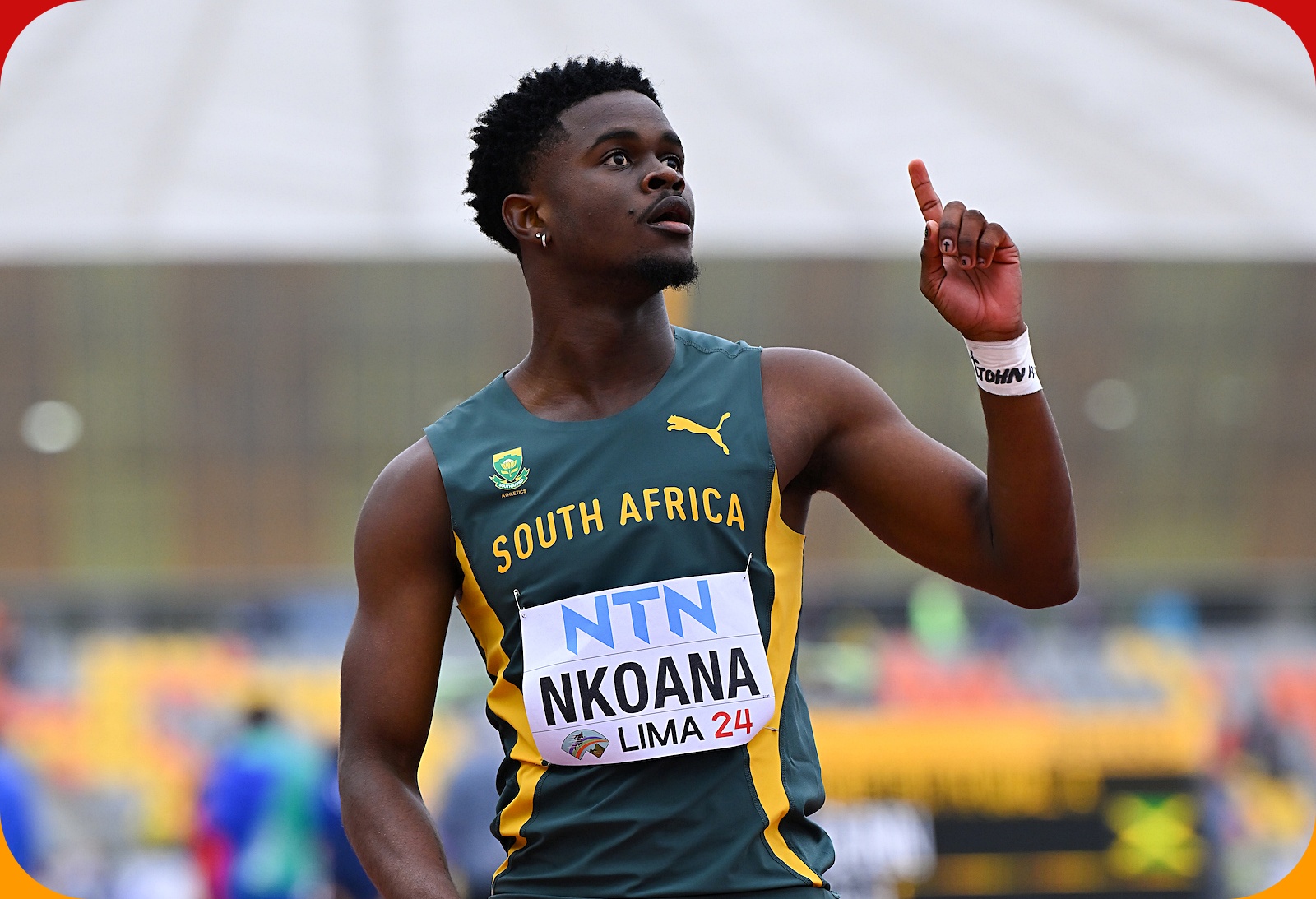 South Africa’s Bradley Nkoana, 100m Men's bronze medallist at 2024 World Athletics U20 Championships Lima, Peru / Photo credit: Enzo Santos Barreiro for World Athletics