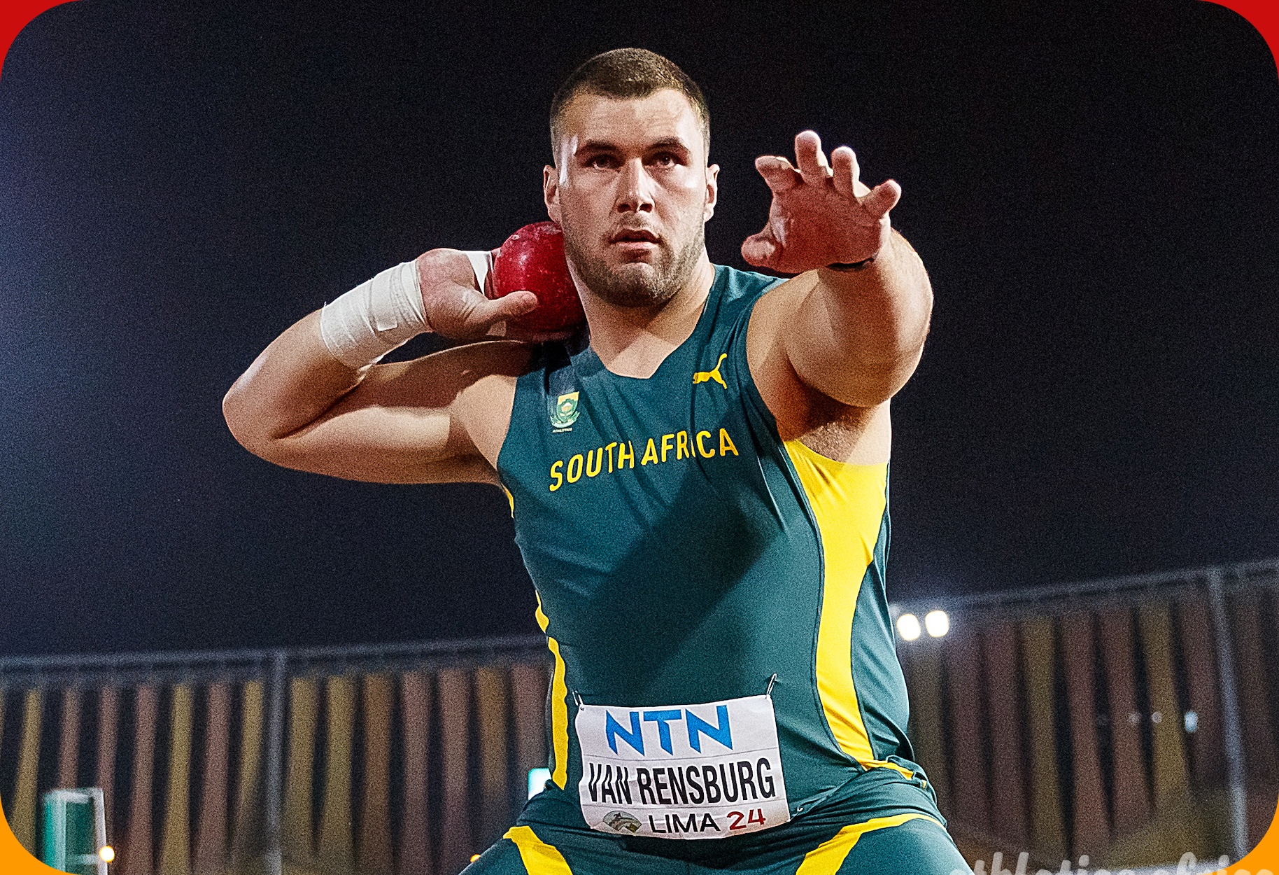 South Africa’s JL van Rensburg, Shot Put (6kg) Men's silver medallist at 2024 World Athletics U20 Championships Lima, Peru / Photo by Oscar Muñoz Badilla for World Athletics