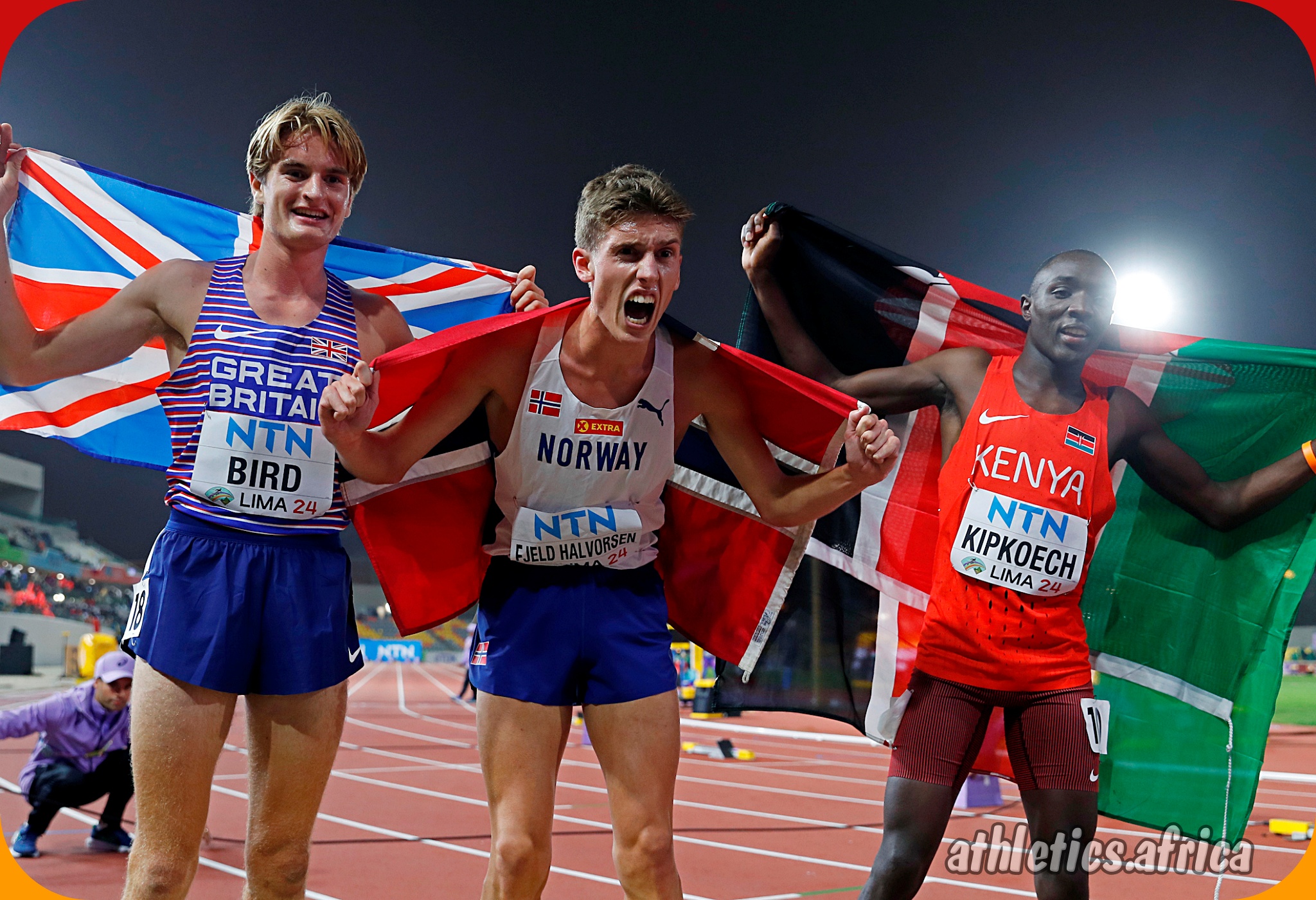 Kenya’s Denis Kipkoech (8:20.79) takes the silver medal in the men's 3000m final at 2024 World Athletics U20 Championships Lima, Peru / Photo credit: Oscar Muñoz Badilla for World Athletics
