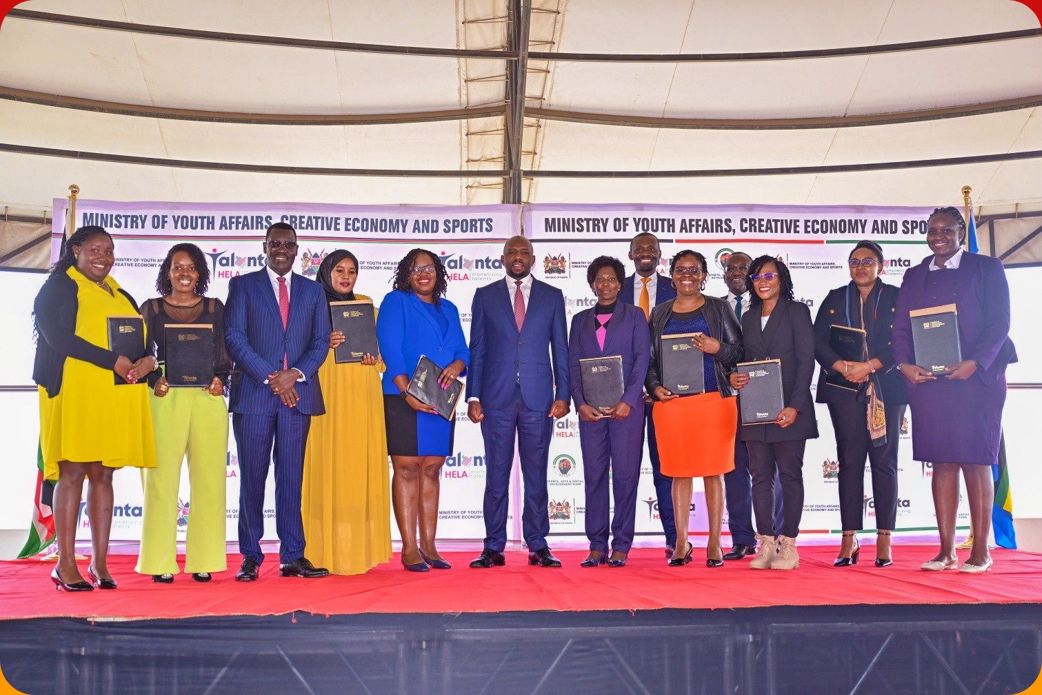 The taskforce with the Cabinet Secretary for Youth Affairs, Creative Economy and Sports, Kipchumba Murkomen / Photo credit: MOYASA