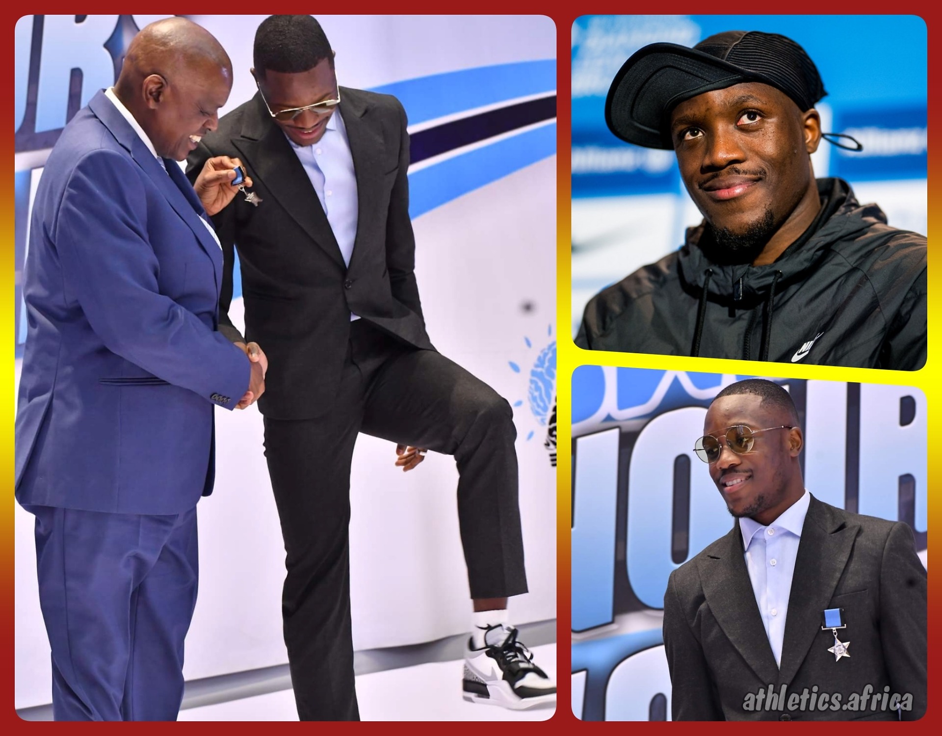 Botswana's Olympic 200m champion and 2023 World silver medallist, Letsile Tebogo awarded the Presidential Order of Meritorious Service by the Government of Botswana ?? in September 2023 /?: BNOC & WA
