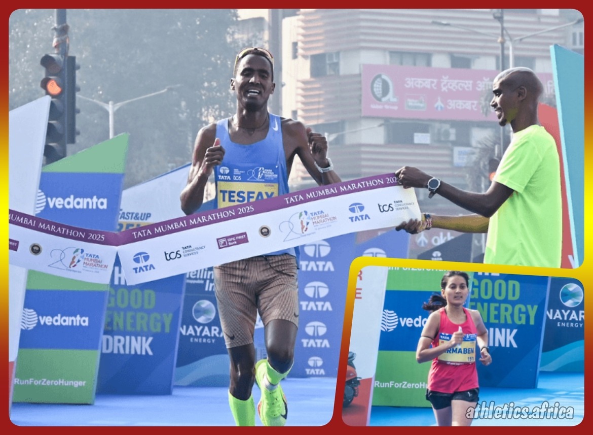 Eritrea’s Berhane Tesfay and Kenya’s Joyce Chepkemoi Tele won the men’s and women’s elite races, respectively, at the Mumbai Marathon 2025 / Photo: Organisers