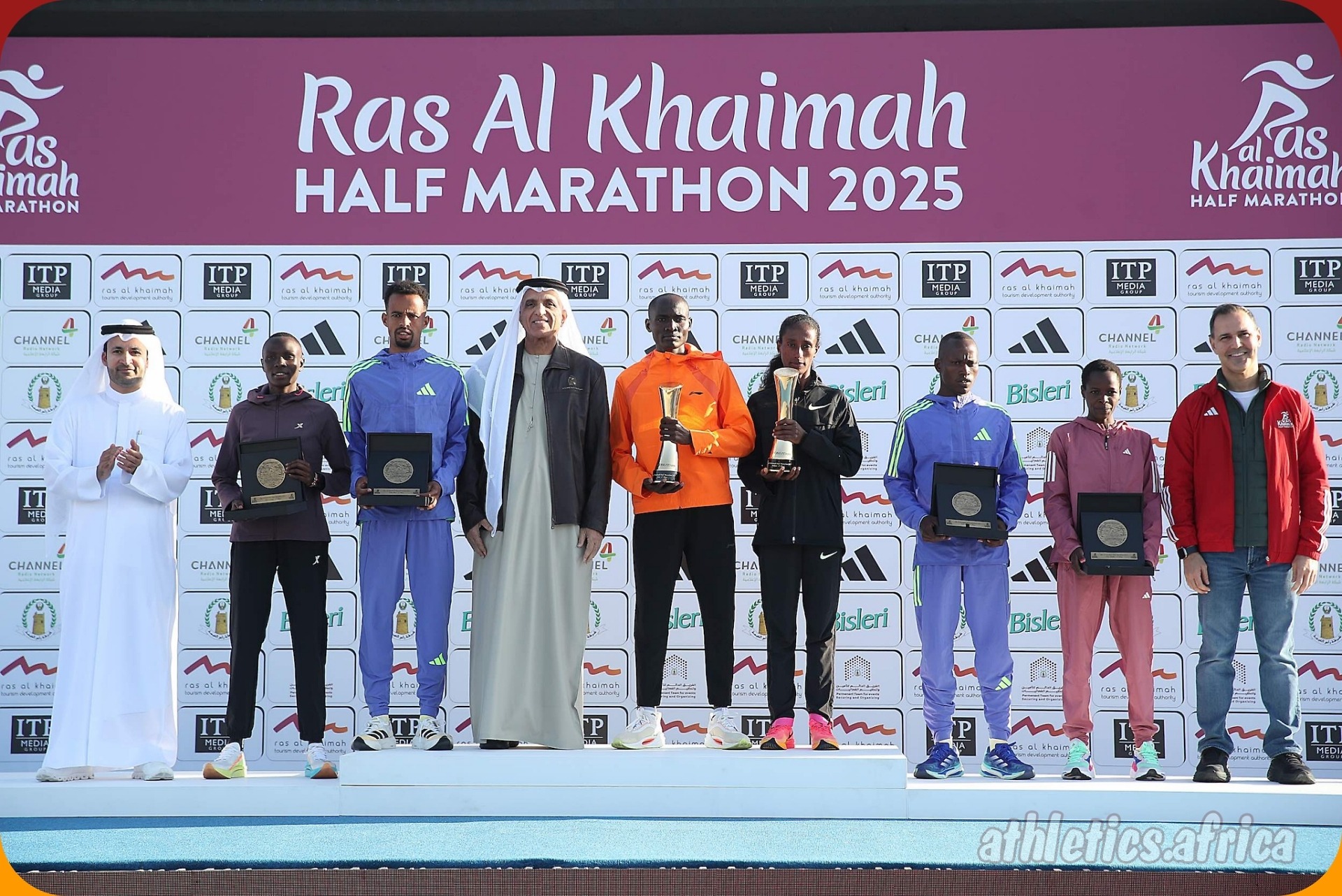 Race winners at the 18th edition of the Ras Al Khaimah Half Marathon on February 1, 2025 / Photo credit: RAK Half Marathon