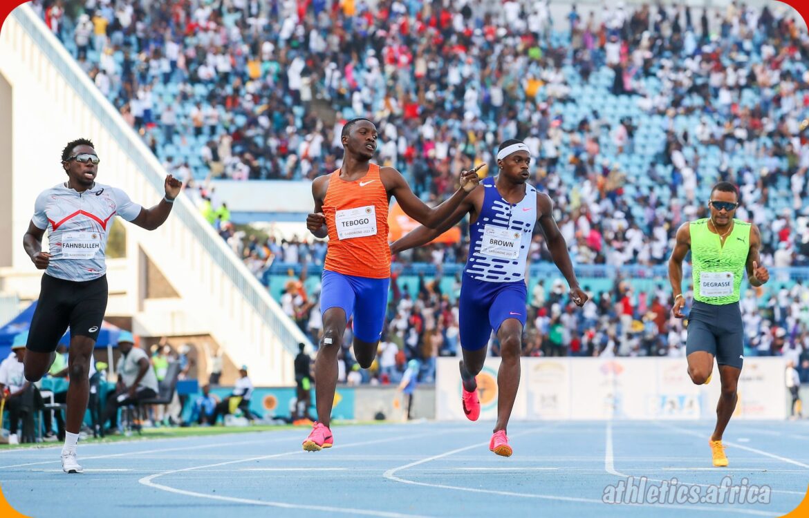 Letsile Tebogo wins the men's 200m at the 2024 Botswana Golden Grand Prix / Photo credit: Roger Sedres
