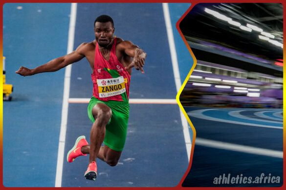 Burkina Faso's Hugues Fabrice Zango took bronze in men's triple jump with 17.15m at the 2025 World Indoor Championships in Nanjing / Photo: Sona Maleterova for World Athletics