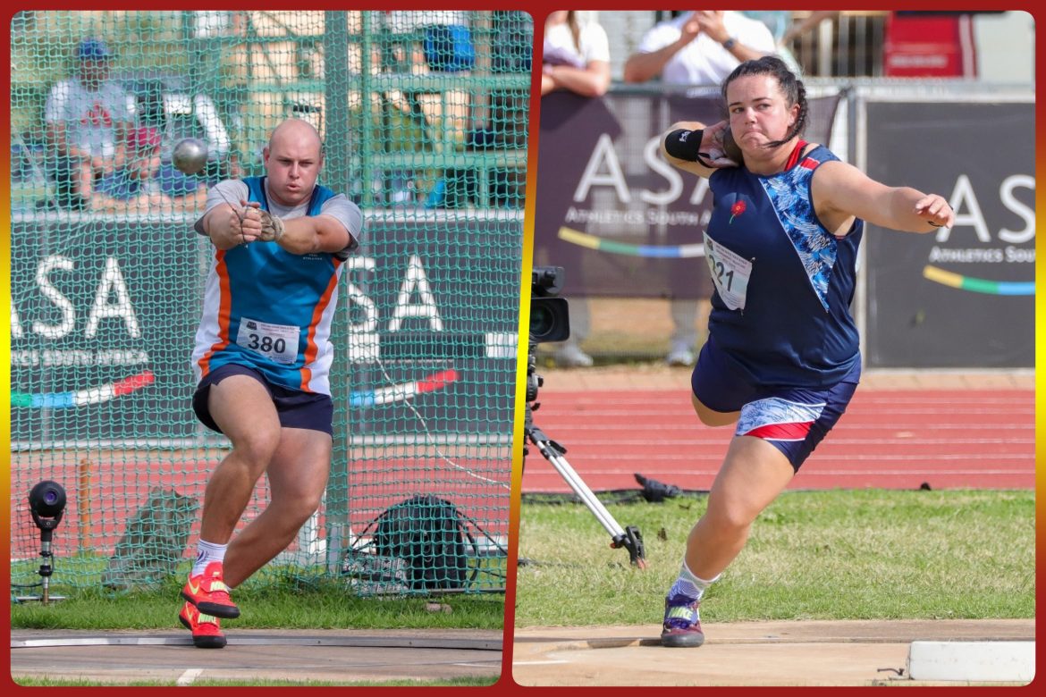 Colette Uys was crowned as the 2025 ASA Shotput Champion with a winning throw of 18.14m, while Alan Cumming is the 2025 ASA Hammer Throw Champion / Photo: Cecilia van Bers