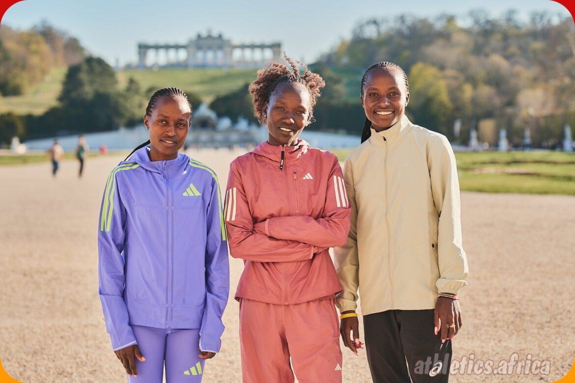 Vibian Chepkirui, Rebecca Tanui and Faith Chepkoech (left to right) at Vienna’s Schloss Schönbrunn / Photo credit: VCM / Roman Pfeiffer