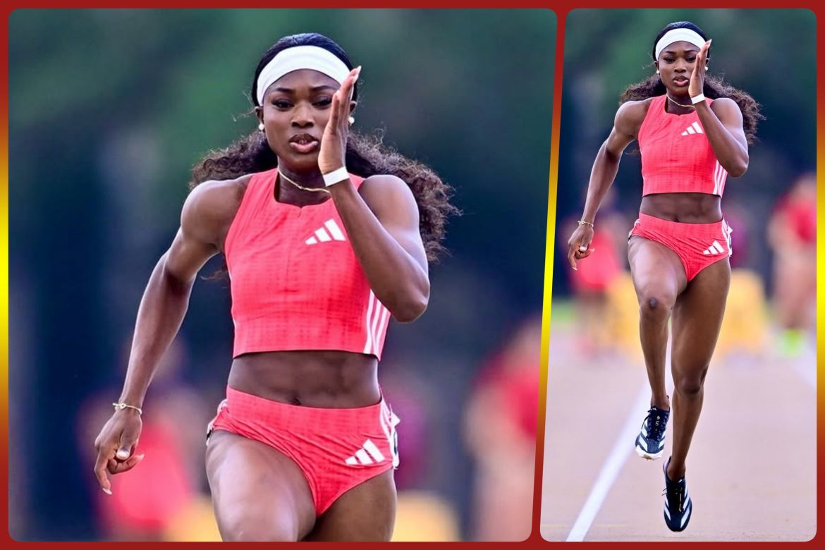 Favour Ofili from Nigeria in full flight in Louisiana / Photo credit: LSU Track and Field