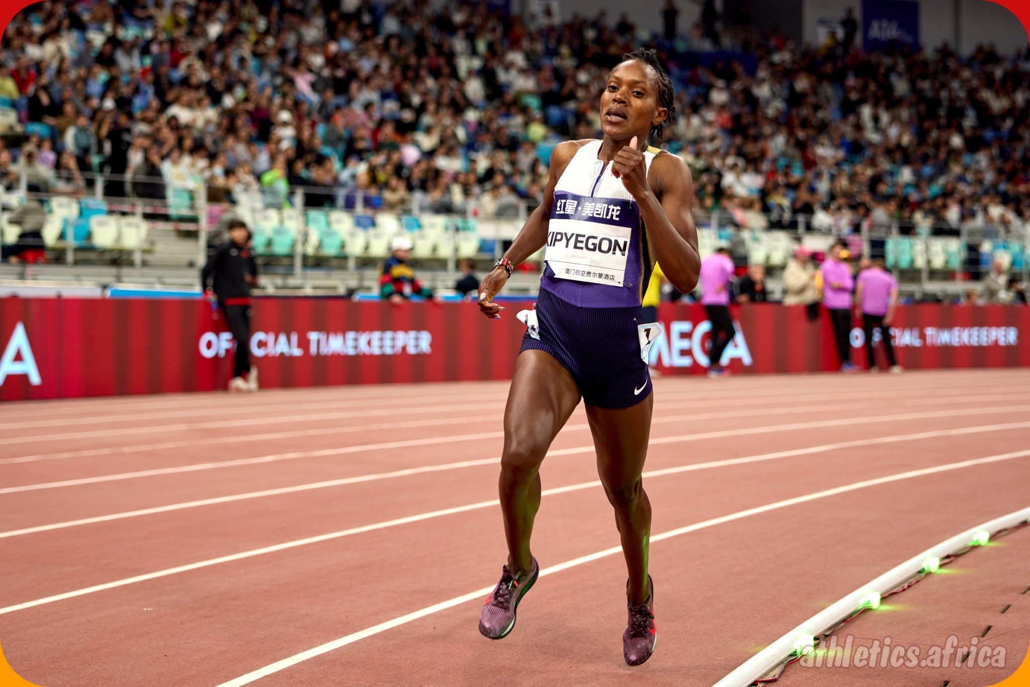 Faith Kipyegon misses out on the World Record in the women’s 1000m but got a meeting record 2:29.21 at Xiamen DL 2025 / Photo credit: Marta Gorczy?ska for Diamond League AG