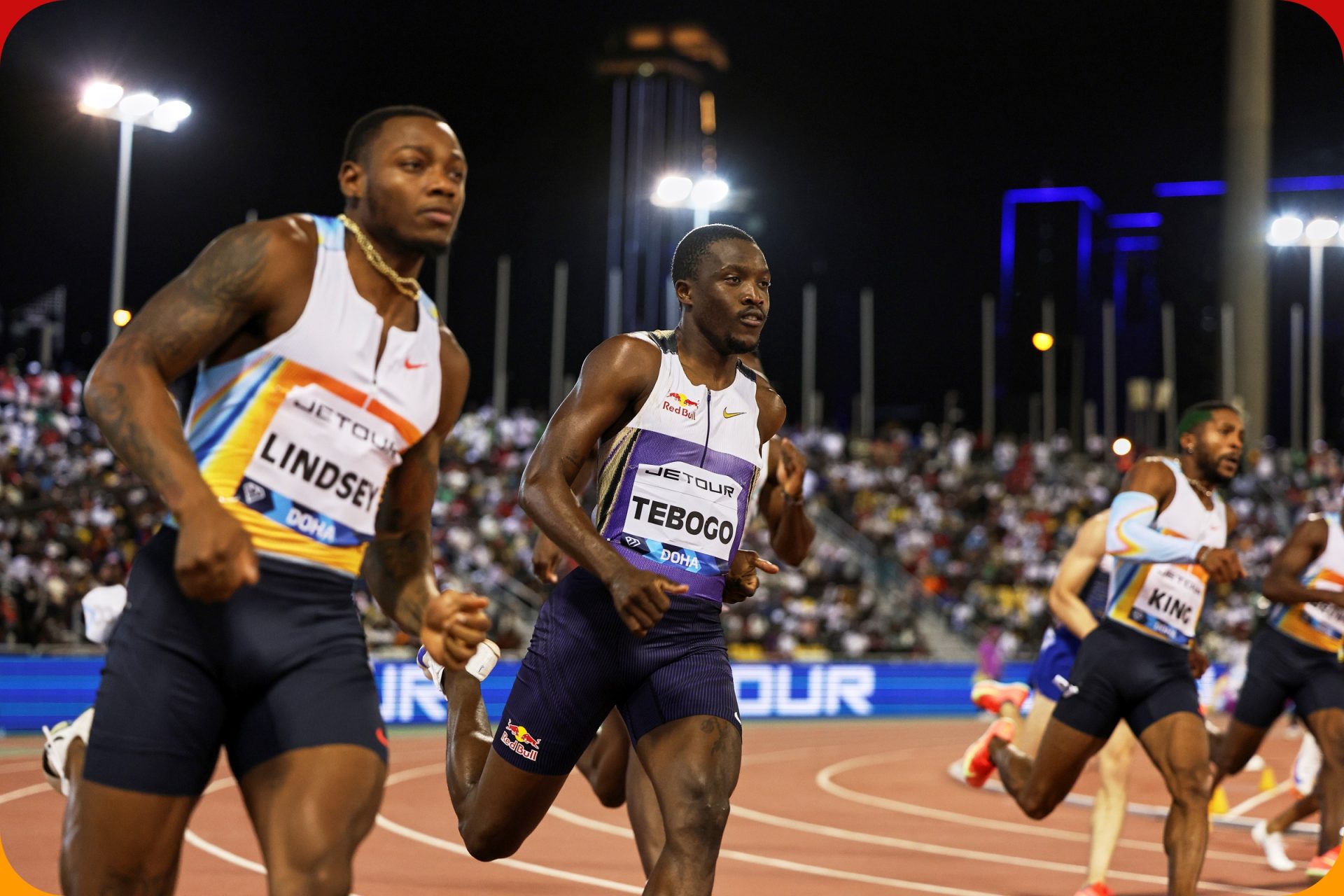 Letsile Tebogo (BOT) wins the Men's 200m with a time of 20.10s at The Jetour Doha Meeting, part of the Wanda Diamond League, on Friday 16 May 2025 / Photo credit: Marta Gorczynska for Diamond League AG