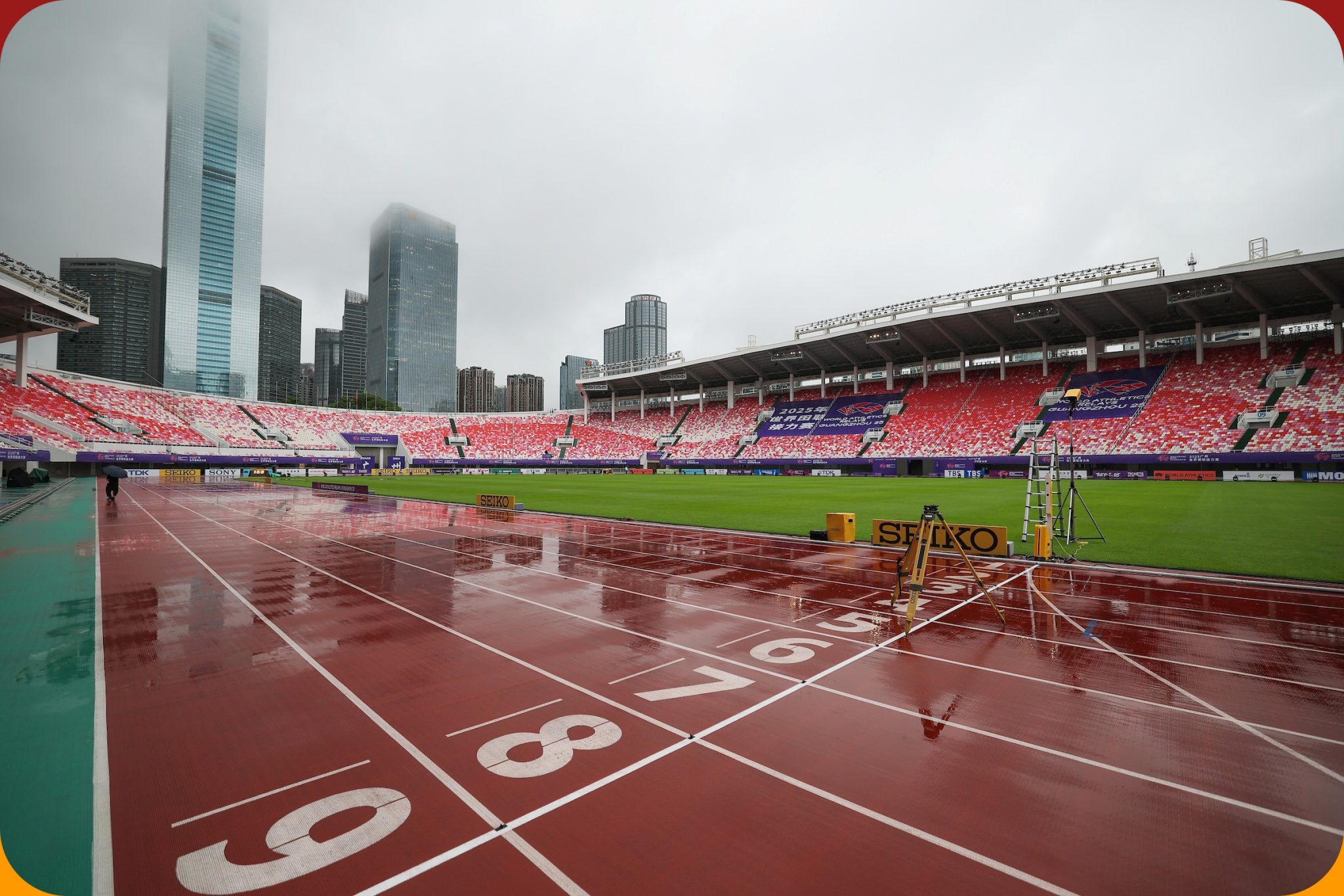 A general view Tianhe Stadium ahead of the 2025 Guangzhou World Athletics Relays on May 09, 2025 in Guangzhou, China. (Photo by Lintao Zhang/Getty Images)