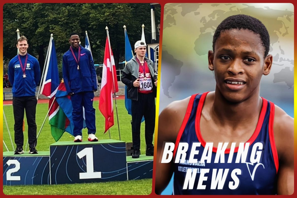 South African sprinter Karabo Letebele on the podium at the Göteborg World Youth Games 2025 in Sweden / Photo credit: WWS