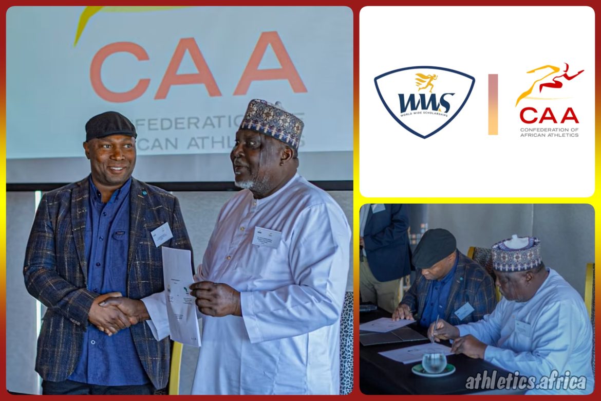 CEO of WWS, Munya Maraire and CAA President, Hamad Kalkaba Malboum at the official signing of the agreement in Cape Town, South Africa - 05 May 2025 / Photo credit: World Wide Scholarships Organization