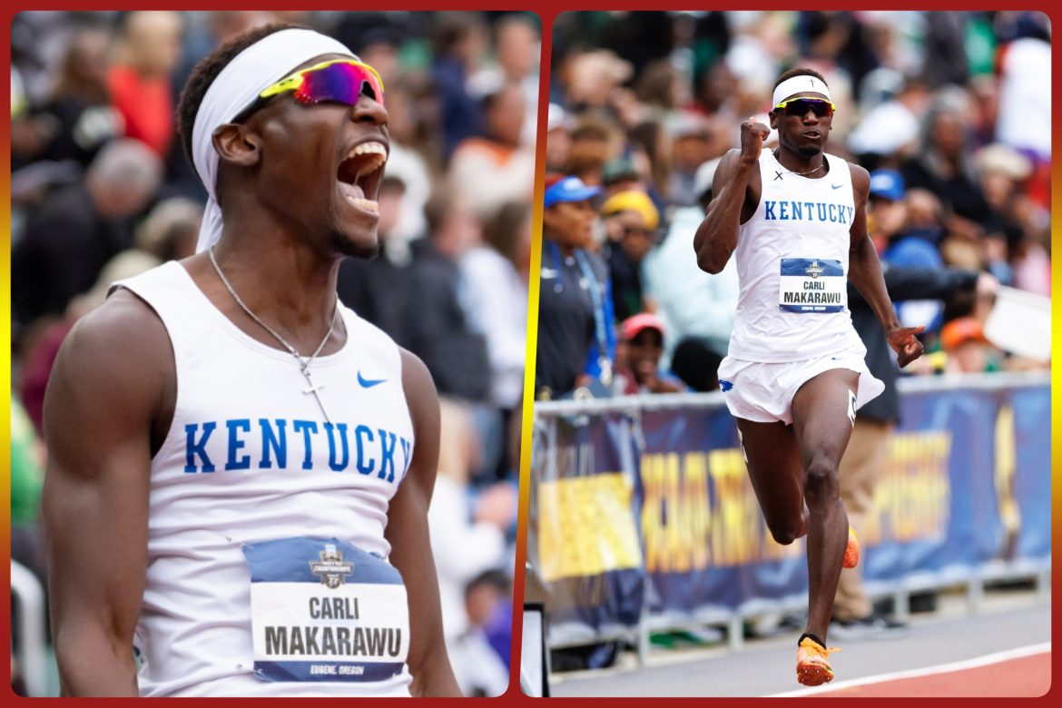 Kentucky's Tapiwanashe Makarawu led a Zimbabwean 1-2 finish in the men's 200m at the 2025 NCAA Outdoor Championships in Eugene, Oregon / Photo credit: University of Kentucky Track & Field