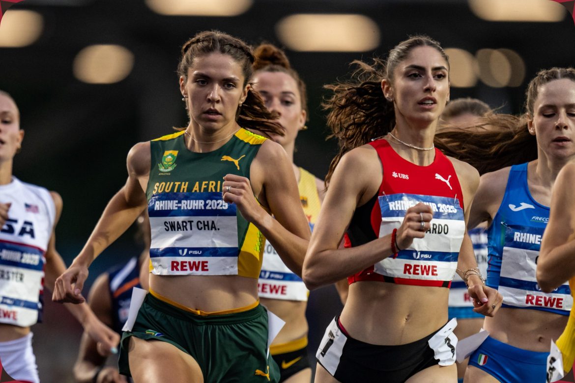 Charne Eileen Swart of South Africa and Veronica Vancardo of Switzerland compete in the Women's 800m Final at the Rhine-Ruhr 2025 FISU World University Games in Bochum on Thursday 24/07/2025 | Photo credit: Kevin Voigt / Rhine-Ruhr 2025