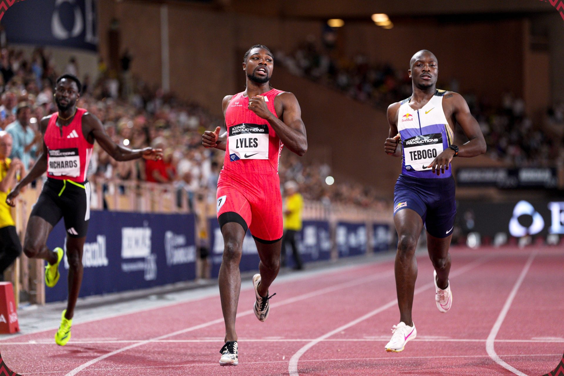Noah Lyles (USA) wins the Men's 200m in a time of 19:88 ahead of Letsile Tebogo (BOT) in 19.97 at the meeting Herculis EBS in Monaco, part of the Wanda Diamond League, on Friday 11 July 2025 / Photo credit: Dan Vernon for Meeting Herculis EBS